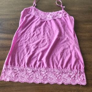 Maurices Fuchsia Lace Accent Tank Top